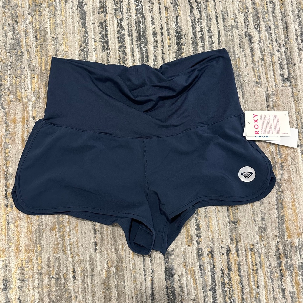 Roxy Blue Athletic Shorts High-Waisted Compression Fit